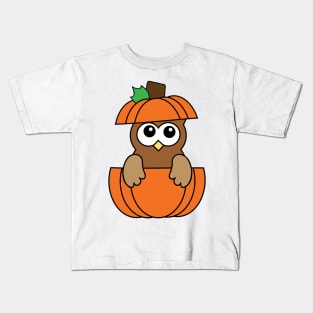 Cute Owl in Pumpkin Kids T-Shirt